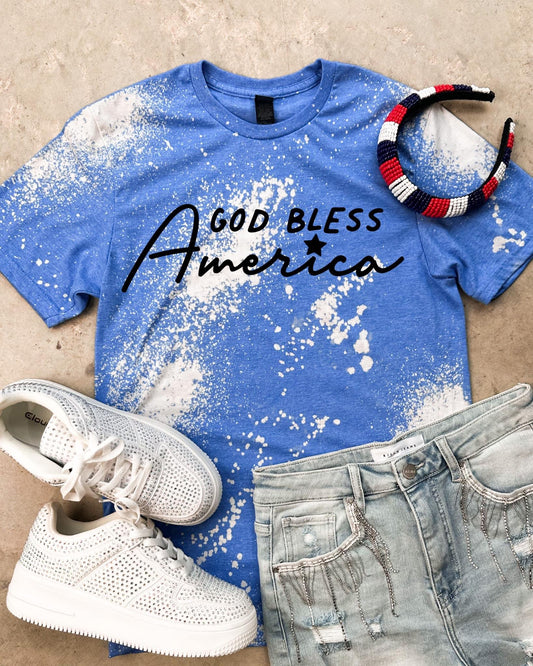 God Bless America Bleached Graphic Tee